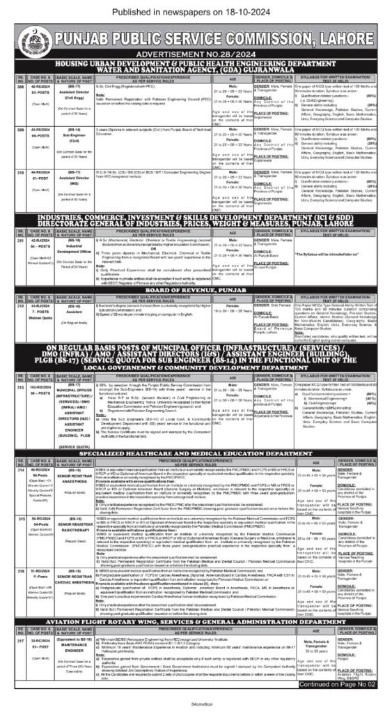 جاب پبلک سروس کمیشن: بھرتی کے مواقع - اشتہار نمبر 28/2024