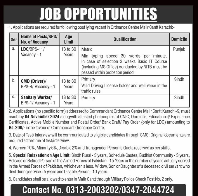 Latest Pakistan Army Jobs 2024 Clerk, Driver & Sanitary Worker