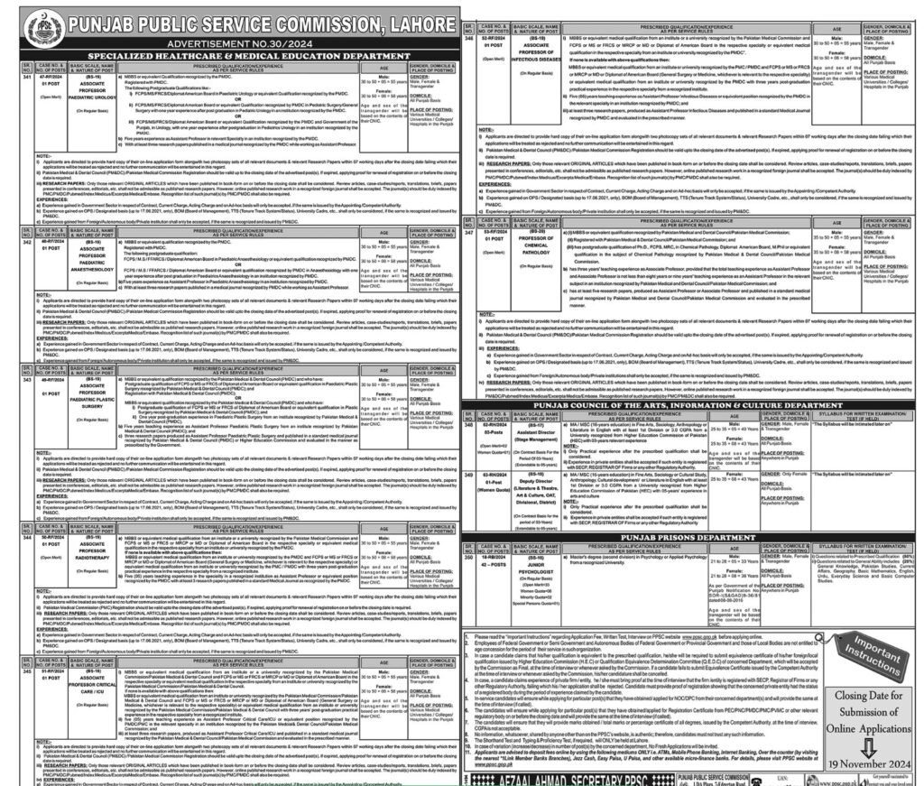 PPSC Jobs 2024 Punjab Public Service Commission Latest Jobs Online Apply Now